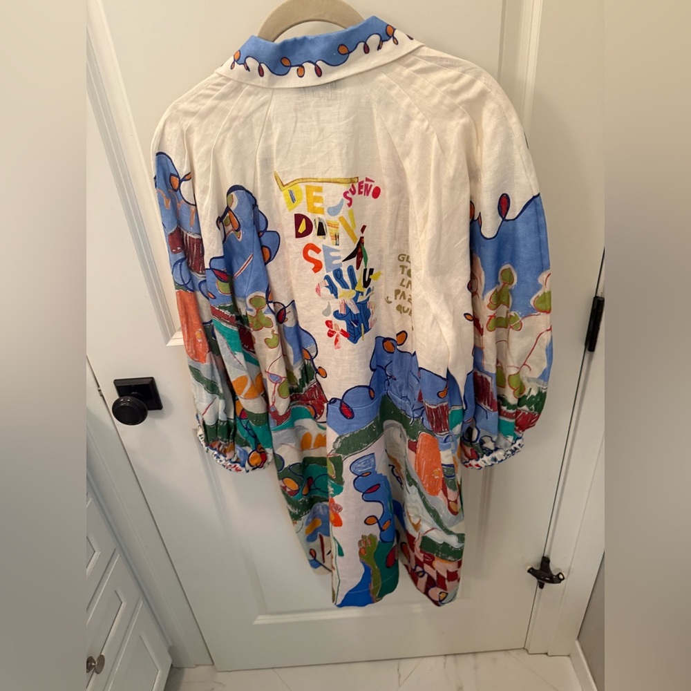 Nwt ALEMAIS shirtdress printed custom artwork in collaboration w Nadia Hernandez - Picture 3 of 9